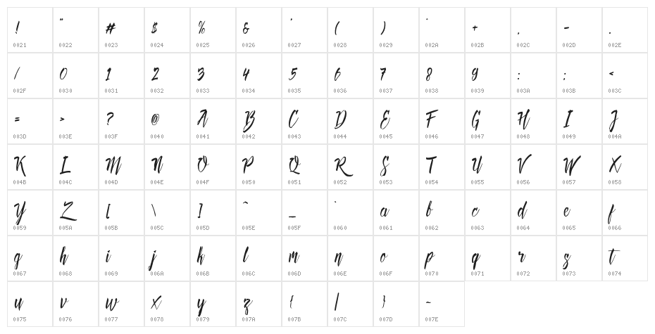 DeadheadBrush Character Map