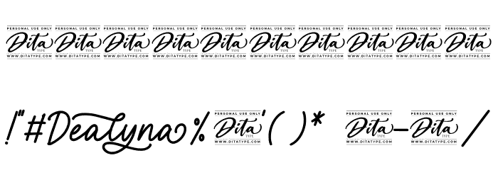 Dealyna Personal Use Font OTHER CHARS