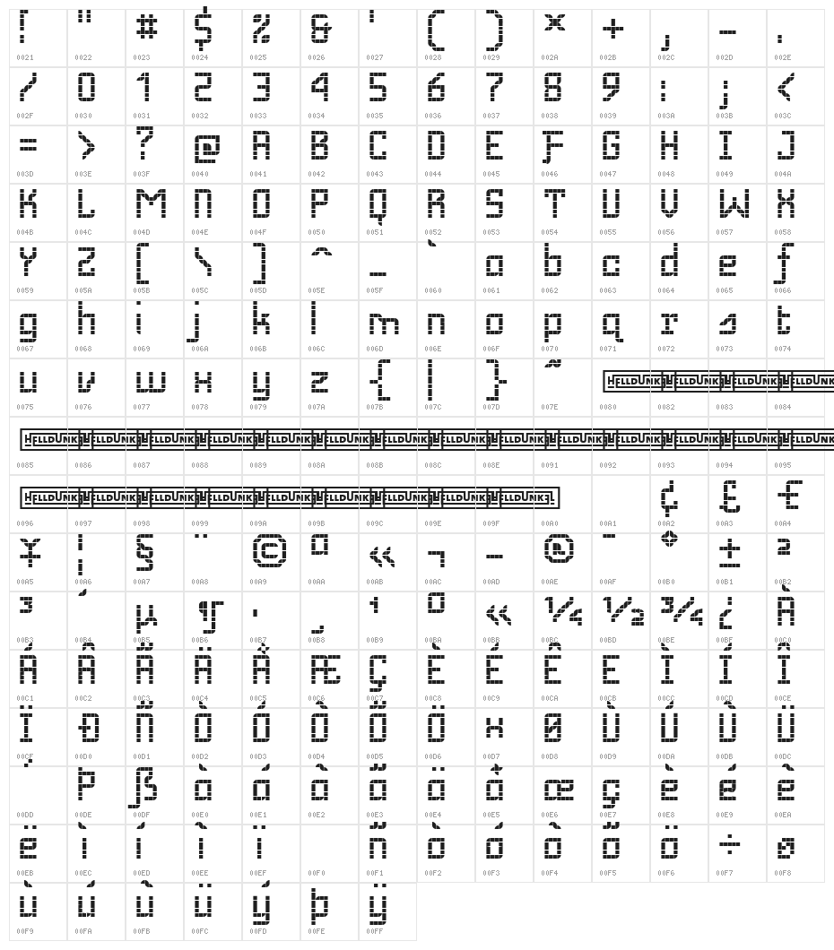 Deamus Normal Character Map