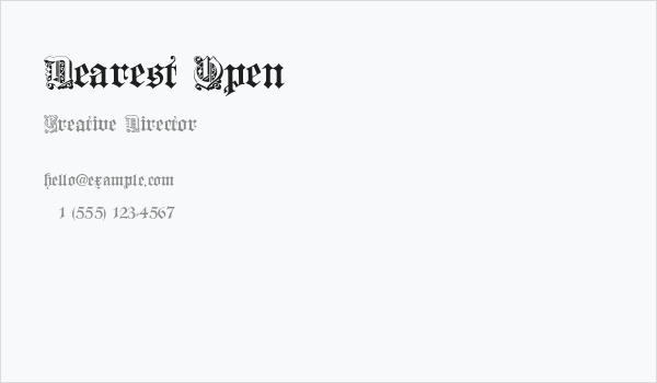 Dearest Open Business Card