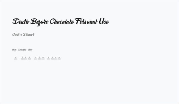 Death Before Chocolate Personal Use  Business Card