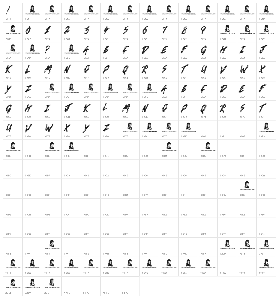 Death Valley Character Map