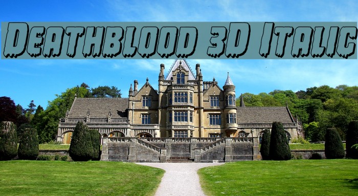 Deathblood 3D Italic Font examples