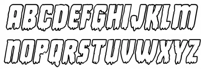 Deathblood Bold Outline Italic Fuentes MINÚSCULAS