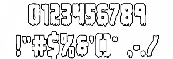 Deathblood Bold Outline Font OTHER CHARS