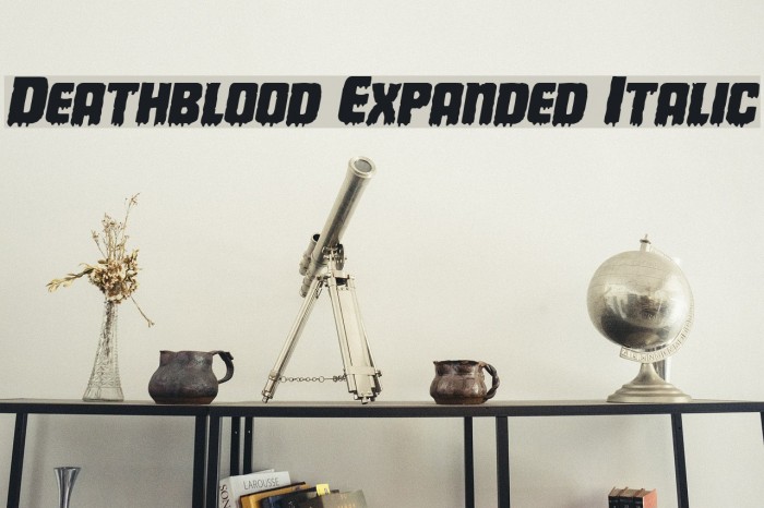 Deathblood Expanded Italic Font examples