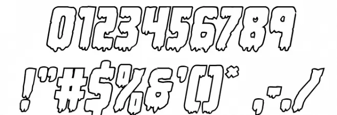 Deathblood Outline Italic Font OTHER CHARS