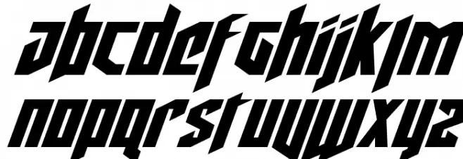 Deathshead Expanded Italic Schriftart Kleinbuchstaben