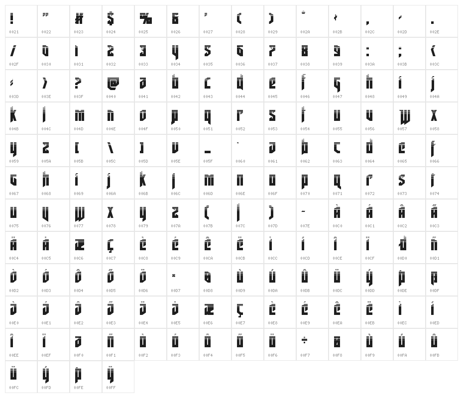 Deathshead Halftone Character Map