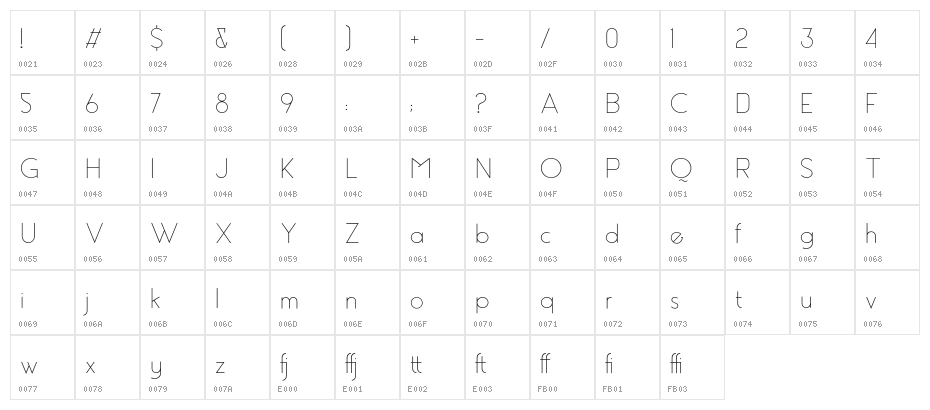 DebockPersonalUse-Regular Character Map