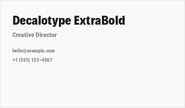 Decalotype ExtraBold Business Card