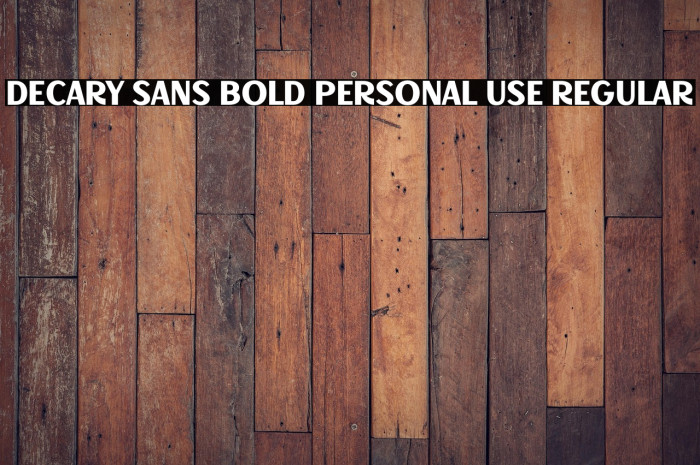 Decary Sans Bold PERSONAL USE Regular Example 3