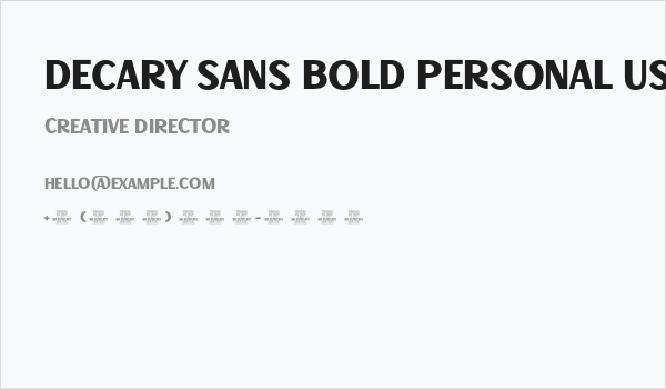 Decary Sans Bold PERSONAL USE Regular Business Card