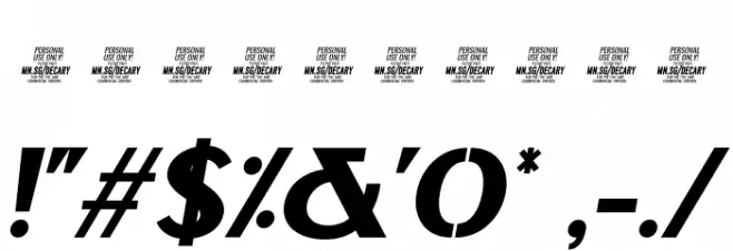 Decary Sans BoldIt PERSONAL USE Regular Font OTHER CHARS
