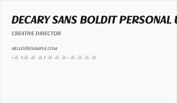 Decary Sans BoldIt PERSONAL USE Regular Business Card