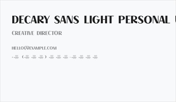 Decary Sans Light PERSONAL USE Regular Business Card