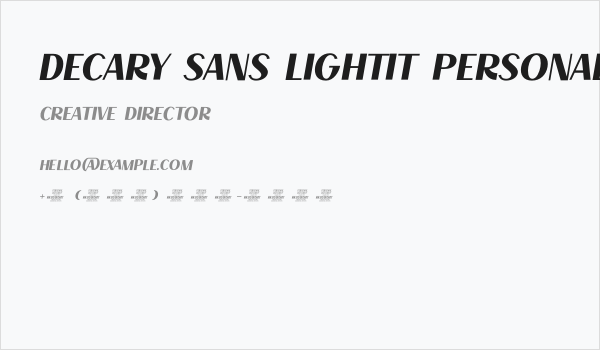 Decary Sans LightIt PERSONAL USE Regular Business Card
