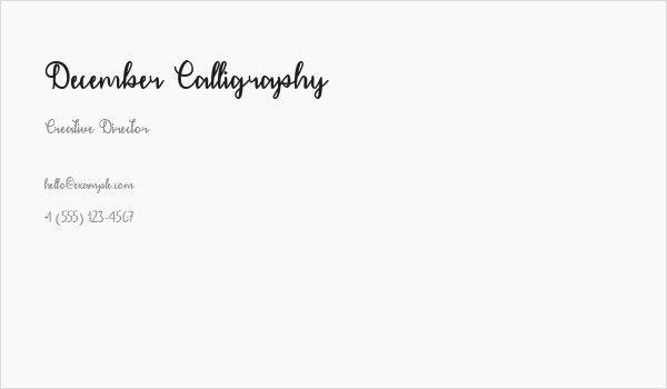 December Calligraphy Business Card