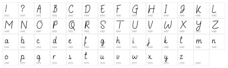 December DEMO Character Map