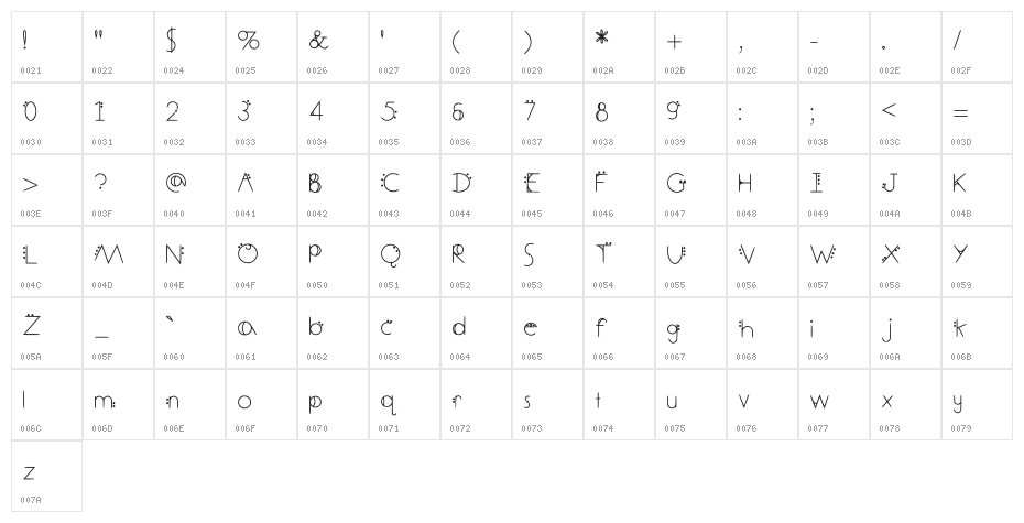 December Deco Medium Character Map