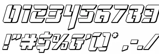 Deceptibots 3D Italic Font OTHER CHARS