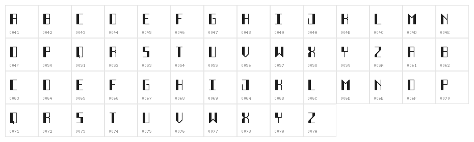 Deco Future Black Regular Character Map