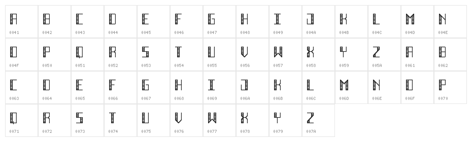 Deco Future Inline Regular Character Map