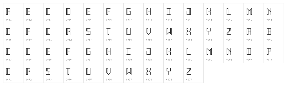 Deco Future Regular Character Map