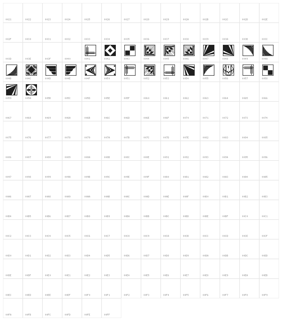 DecoBorders Character Map