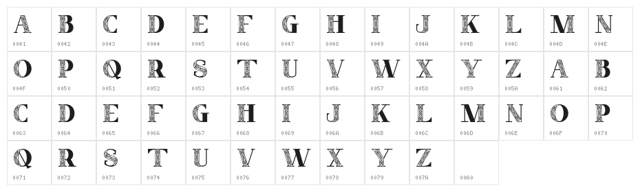 Decorative Font Olivia Character Map