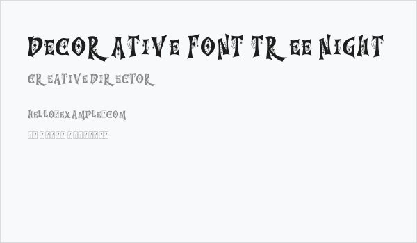 Decorative font Tree Night Business Card