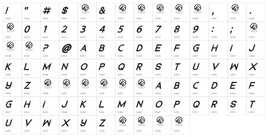 Dedecus Putro Italic Character Map