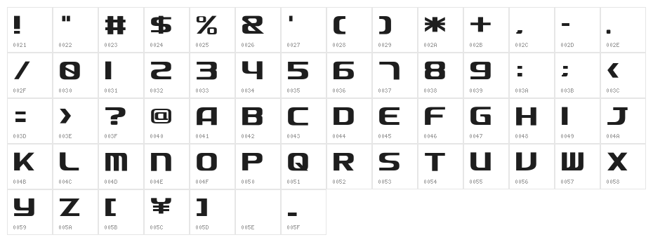 Defactica Character Map