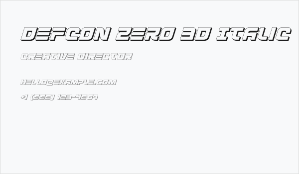 Defcon Zero 3D Italic Business Card