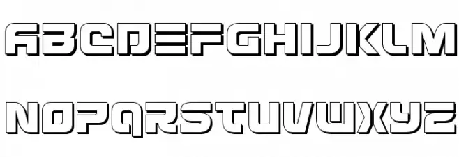 Defcon Zero 3D Schriftart Kleinbuchstaben
