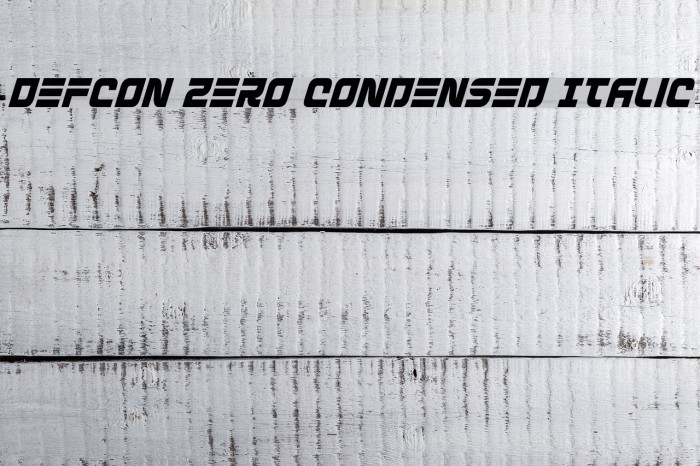 Defcon Zero Condensed Italic Font examples