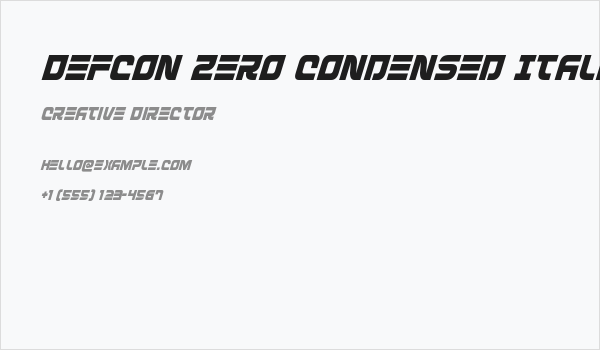 Defcon Zero Condensed Italic Business Card