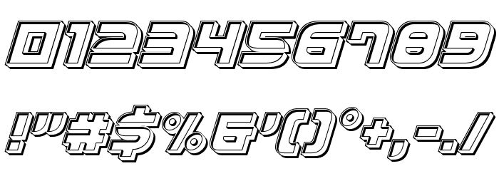 Defcon Zero Engraved Italic Font OTHER CHARS