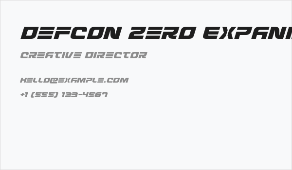 Defcon Zero Expanded Italic Business Card