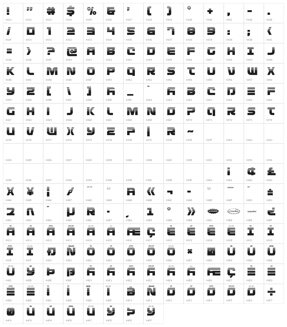 Defcon Zero Halftone Character Map