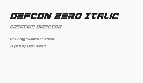 Defcon Zero Italic Business Card