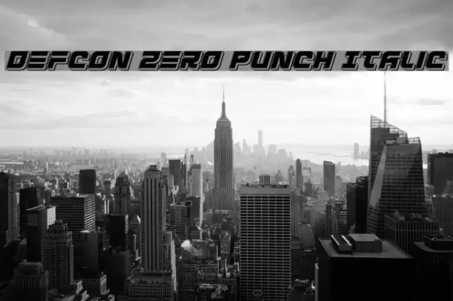 Defcon Zero Punch Italic Font examples