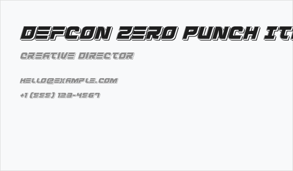 Defcon Zero Punch Italic Business Card