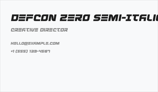 Defcon Zero Semi-Italic Business Card