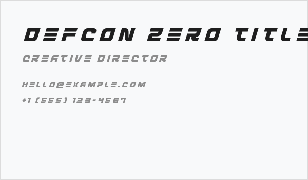 Defcon Zero Title Italic Business Card