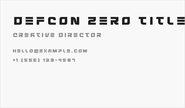 Defcon Zero Title Business Card