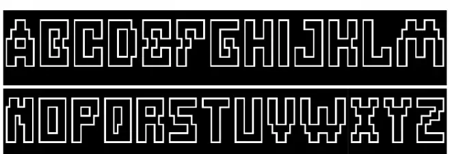 Defragmented-Hollow-Inverse Schriftart Groß