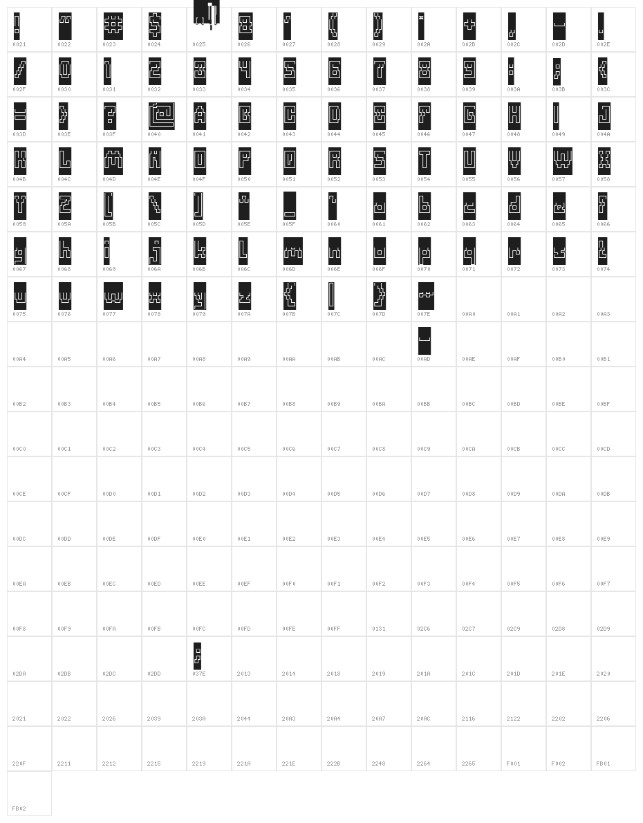 Defragmented-Hollow-Inverse Character Map