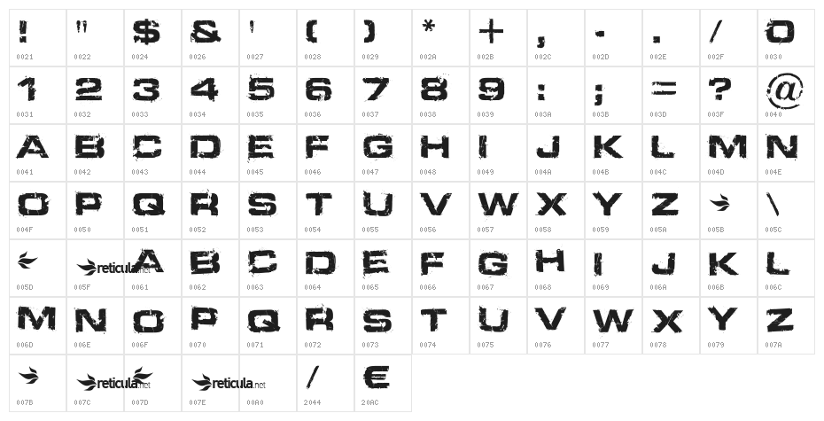 Defused Extended Bold Character Map