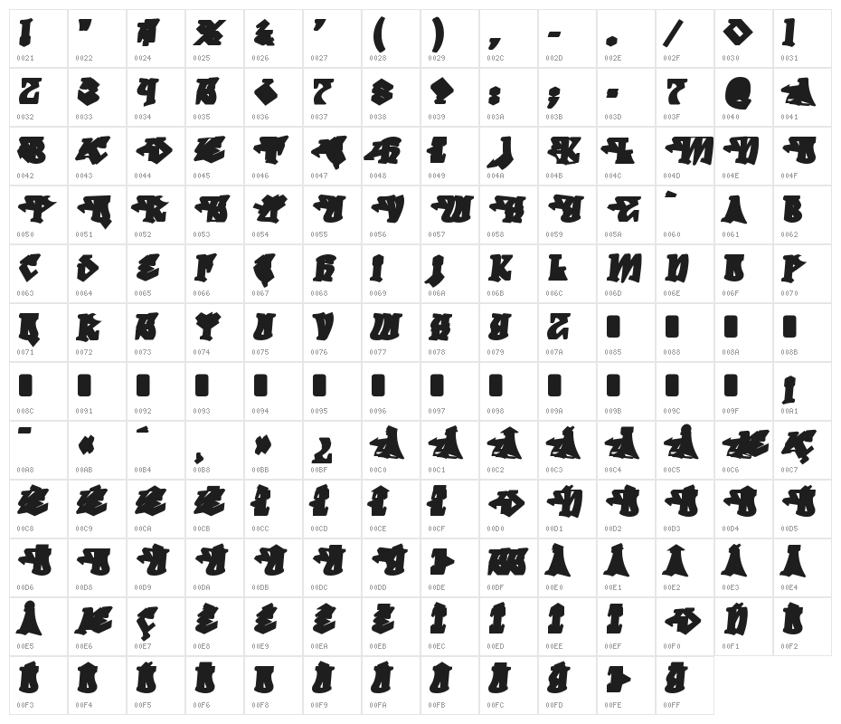 DegrassiBack-Regular Character Map
